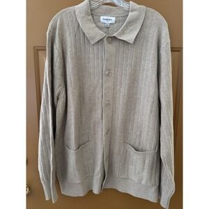 Men's Goodfellow Collared Oatmeal Sweater Cardigan Size Large NWT